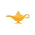 Lamp aladdin magic vector icon. Aladin genie lamp bottle wish cartoon illustration