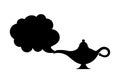 Lamp aladdin magic vector icon smoke. Aladin genie lamp bottle wish cartoon illustration