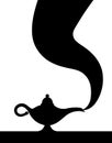 Lamp aladdin magic vector icon smoke. Aladin genie lamp bottle wish cartoon illustration