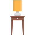 Lamp on bedside table vector bedroom nightstand Royalty Free Stock Photo