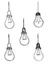 Lamp bulb collection. Light icon set.