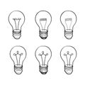 Lamp bulb collection. Light icon set.