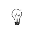 Lamp bulb isolated over white background. Light icon. Doodle lin