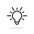 Lamp bulb vector flat icon with light rays. Royalty Free Stock Photo