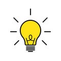 Lamp or bulb vector isolated icon. Vector illustration. Solution or ides symbol. Flat design illustration. Thinking concept