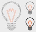 Lamp Bulb Vector Mesh Carcass Model and Triangle Mosaic Icon