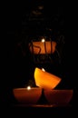 Lamp, candle shining in the darkness. Challis flame. Artistic composition. Lighting Royalty Free Stock Photo