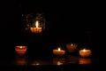 Lamp, candle shining in the darkness. Challis flame. Artistic composition. Lighting Royalty Free Stock Photo