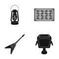 Lamp, carpet and other web icon in black style.electric guitar, garbage can icons in set collection.