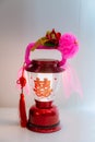 Lamp in the Chinese Wedding. Lantern for Chinese wedding ceremony. A traditional wedding symbol. The Chinese text in the photo is Royalty Free Stock Photo