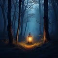 Lamp in Dark Forrest 8K resolution Royalty Free Stock Photo
