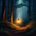 Lamp in Dark Forrest 8K resolution Royalty Free Stock Photo