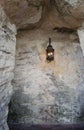 Lamp at entrance of old cave