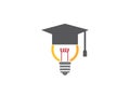 Lamp with a graduation hat for logo design