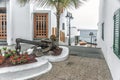 the old anchor is the original decoration of the flowerbed in lanzarote