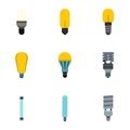 Lamp for home icons set, flat style Royalty Free Stock Photo
