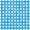 100 lamp icons set blue Royalty Free Stock Photo
