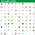 100 lamp icons set, cartoon style Royalty Free Stock Photo