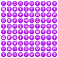 100 lamp icons set purple Royalty Free Stock Photo