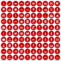 100 lamp icons set red Royalty Free Stock Photo