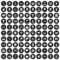 100 lamp icons set black circle Royalty Free Stock Photo