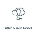Lamp idea in cloud vector line icon, linear concept, outline sign, symbol Royalty Free Stock Photo