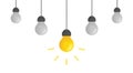 Lamp idea. 3d bulb icon for innovation, education and creative solution. Concept of intelligence, inspiration and invention. Royalty Free Stock Photo