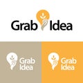 lamp idea logo vector grab hand bulb growing Royalty Free Stock Photo