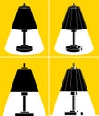 Lamp illumination vector advertising poster illustrations set, flat style template for banner.