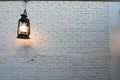 Lamp lantern on an old brick wall Royalty Free Stock Photo