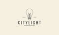 Lamp light ideas with city building lines logo vector icon symbol graphic design illustration Royalty Free Stock Photo