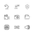 lamp , light , sheild , avtar , speaker, camcoder ,equilizer , c