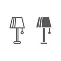 Lamp line and glyph icon, furniture and electric, light sign, vector graphics, a linear pattern on a white background. Royalty Free Stock Photo