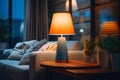 Lamp Lit Living Space Inspiratio. Royalty Free Stock Photo