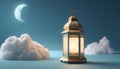 a lamp with a moon and clouds in the background Royalty Free Stock Photo