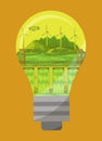 Lamp and natural power plant illustration vector Royalty Free Stock Photo