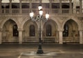 Lamp at night, Doge Palace, Venice, Italy Royalty Free Stock Photo
