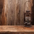 Lamp oil lantern retro barn wooden wall Royalty Free Stock Photo