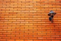 Lamp on orange brick wall Royalty Free Stock Photo
