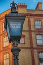 A lamp outside a police station in Covent Garden, London, UK Royalty Free Stock Photo