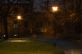 lamp in a park in the city of Prague on Petrinsky hill Royalty Free Stock Photo