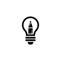 Lamp and Pencil, Creative Design Idea Flat Vector Icon