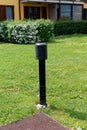 Lamp post on backyard, light equipment, gardening lantern