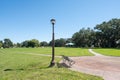 Lamp Post and Bench in Neighborhood Park