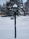 Lamp post in a bright snowy day Royalty Free Stock Photo