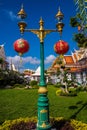 Lamp post with chinese lanterns Royalty Free Stock Photo