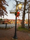 Lamp post decorated for Christmas