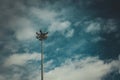 Lamp post electricity industry with blue sky. Spotlight tower. Royalty Free Stock Photo