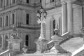 Lamp post in front of Michigan state capital building