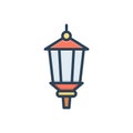 Color illustration icon for Lamp Post, ancient and antique